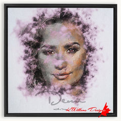 Demi Lovato Ink Smudge Style Art Print - Framed Canvas Art Print / 20x20 inch / Black