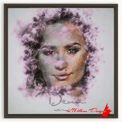 Demi Lovato Ink Smudge Style Art Print - Framed Canvas Art Print / 20x20 inch / Espresso