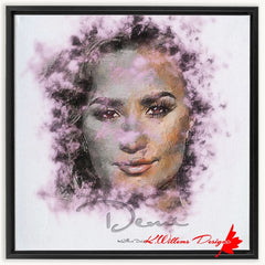 Demi Lovato Ink Smudge Style Art Print - Framed Canvas Art Print / 24x24 inch / Black