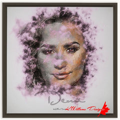 Demi Lovato Ink Smudge Style Art Print - Framed Canvas Art Print / 24x24 inch / Espresso