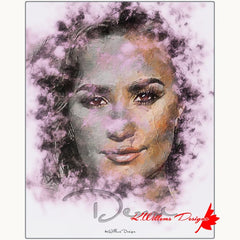 Demi Lovato Ink Smudge Style Art Print - Metal Art Print / 10x10 inch / Matte