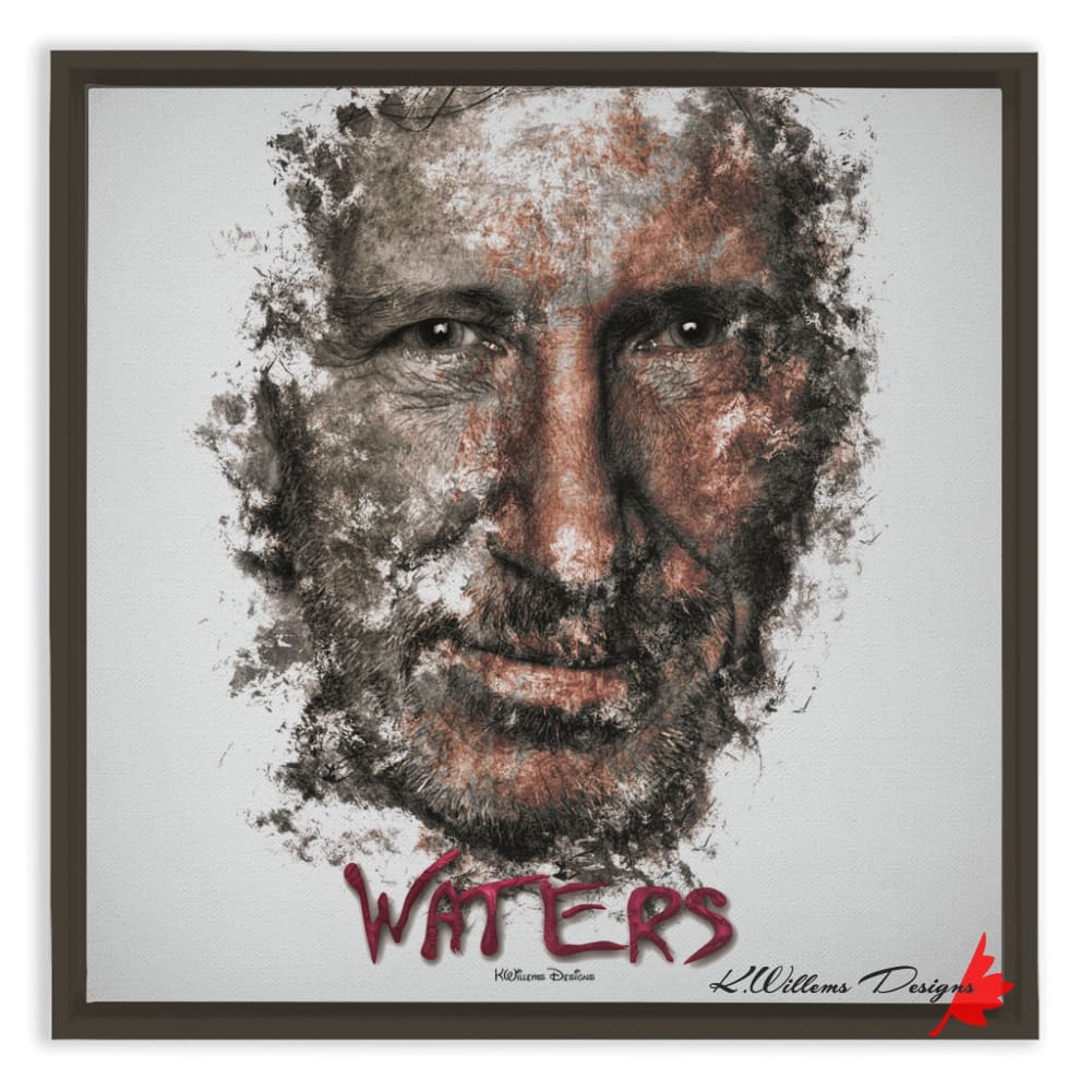 Roger Waters Ink Smudge Style Art Print Framed Canvas / 16X16 Inch Espresso Artwork