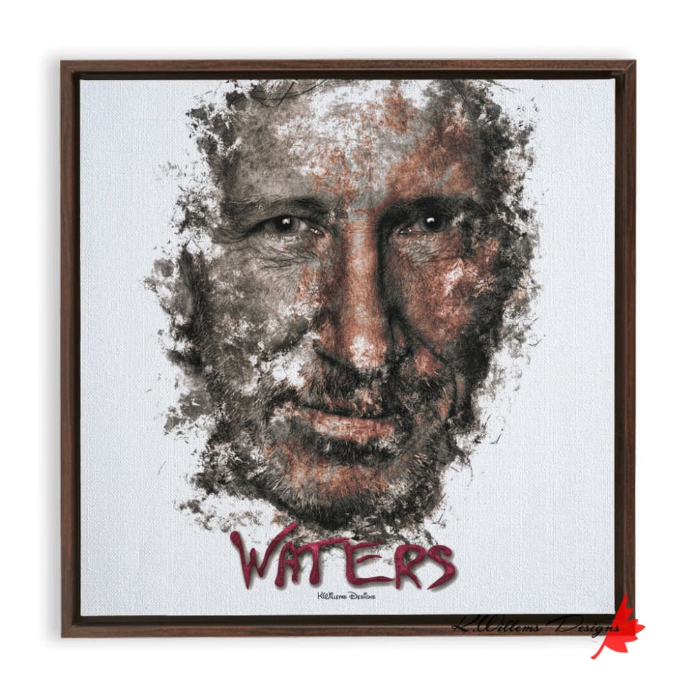 Roger Waters Ink Smudge Style Art Print Framed Canvas / 10X10 Inch Walnut Artwork