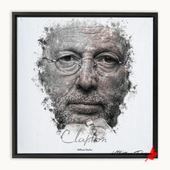 Eric Clapton Ink Smudge Style Art Print Framed Canvas / 12X12 Inch Black Artwork