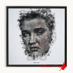 Elvis Presley Ink Smudge Style Art Print - Framed Canvas Art Print / 10x10 inch / Black