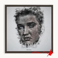 Elvis Presley Ink Smudge Style Art Print - Framed Canvas Art Print / 10x10 inch / Espresso