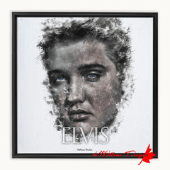 Elvis Presley Ink Smudge Style Art Print - Framed Canvas Art Print / 12x12 inch / Black