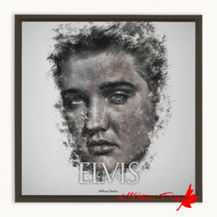 Elvis Presley Ink Smudge Style Art Print - Framed Canvas Art Print / 12x12 inch / Espresso