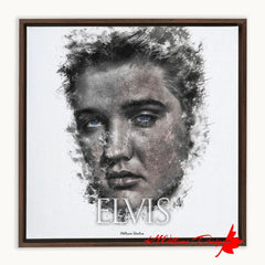 Elvis Presley Ink Smudge Style Art Print - Framed Canvas Art Print / 12x12 inch / Walnut