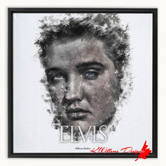 Elvis Presley Ink Smudge Style Art Print - Framed Canvas Art Print / 16x16 inch / Black