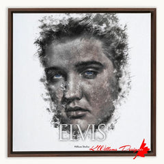 Elvis Presley Ink Smudge Style Art Print - Framed Canvas Art Print / 16x16 inch / Walnut