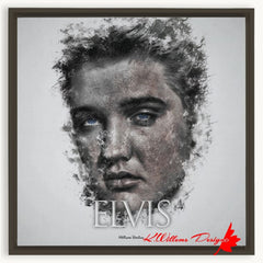 Elvis Presley Ink Smudge Style Art Print - Framed Canvas Art Print / 20x20 inch / Espresso