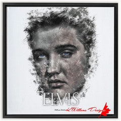 Elvis Presley Ink Smudge Style Art Print - Framed Canvas Art Print / 24x24 inch / Black