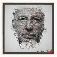 Eric Clapton Ink Smudge Style Art Print Framed Canvas / 16X16 Inch Espresso Artwork