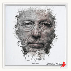 Eric Clapton Ink Smudge Style Art Print Framed Canvas / 16X16 Inch White Artwork