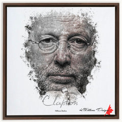 Eric Clapton Ink Smudge Style Art Print Framed Canvas / 24X24 Inch Walnut Artwork