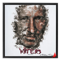 Roger Waters Ink Smudge Style Art Print Framed Canvas / 16X16 Inch Black Artwork