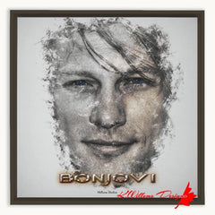 Jon Bon Jovi Ink Smudge Style Art Print - Framed Canvas Art Print / 16x16 inch / Espresso