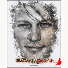Jon Bon Jovi Ink Smudge Style Art Print - Metal Art Print / 16x20 inch / Matte