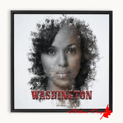 Kerry Washington Ink Smudge Art Print - Framed Canvas Art Print / 10x10 inch / Black