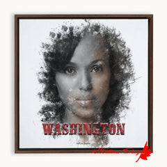 Kerry Washington Ink Smudge Art Print - Framed Canvas Art Print / 10x10 inch / Walnut