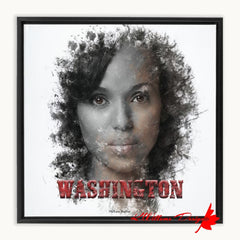 Kerry Washington Ink Smudge Art Print - Framed Canvas Art Print / 12x12 inch / Black