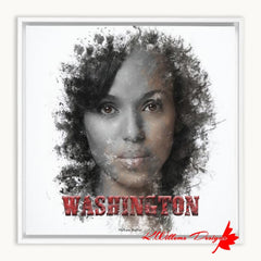 Kerry Washington Ink Smudge Art Print - Framed Canvas Art Print / 12x12 inch / White