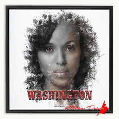 Kerry Washington Ink Smudge Art Print - Framed Canvas Art Print / 16x16 inch / Black