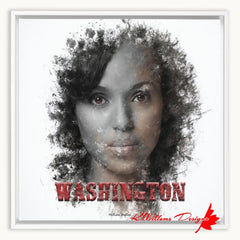 Kerry Washington Ink Smudge Art Print - Framed Canvas Art Print / 16x16 inch / White