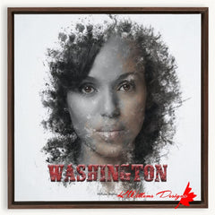 Kerry Washington Ink Smudge Art Print - Framed Canvas Art Print / 20x20 inch / Walnut