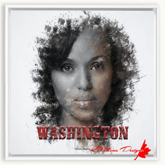 Kerry Washington Ink Smudge Art Print - Framed Canvas Art Print / 20x20 inch / White