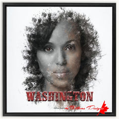 Kerry Washington Ink Smudge Art Print - Framed Canvas Art Print / 24x24 inch / Black