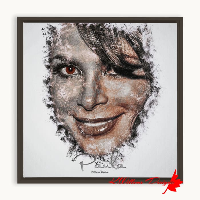 Paula Abdul Ink Smudge Style Art Print - Framed Canvas Art Print / 10x10 inch / Espresso