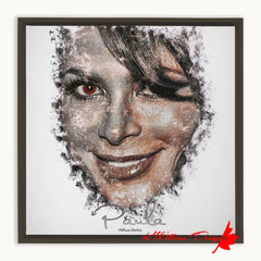 Paula Abdul Ink Smudge Style Art Print - Framed Canvas Art Print / 12x12 inch / Espresso