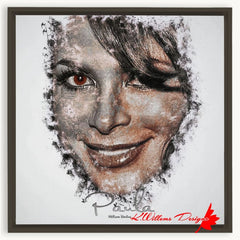 Paula Abdul Ink Smudge Style Art Print - Framed Canvas Art Print / 20x20 inch / Espresso