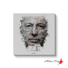 Eric Clapton Ink Smudge Style Art Print Wrapped Canvas Prints / 24X24 Inch White Artwork