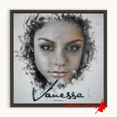 Vanessa Hudgens Ink Smudge Style Art Print - Framed Canvas Art Print / 10x10 inch / Espresso