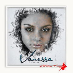 Vanessa Hudgens Ink Smudge Style Art Print - Framed Canvas Art Print / 10x10 inch / White
