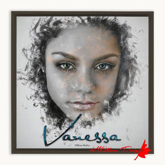 Vanessa Hudgens Ink Smudge Style Art Print - Framed Canvas Art Print / 12x12 inch / Espresso