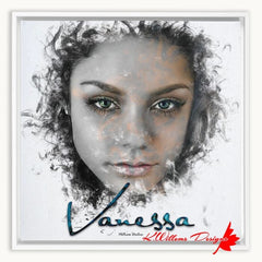 Vanessa Hudgens Ink Smudge Style Art Print - Framed Canvas Art Print / 16x16 inch / White