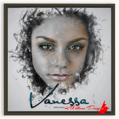 Vanessa Hudgens Ink Smudge Style Art Print - Framed Canvas Art Print / 20x20 inch / Espresso