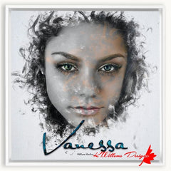 Vanessa Hudgens Ink Smudge Style Art Print - Framed Canvas Art Print / 20x20 inch / White