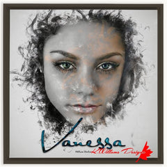 Vanessa Hudgens Ink Smudge Style Art Print - Framed Canvas Art Print / 24x24 inch / Espresso