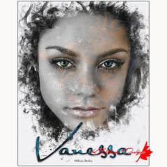 Vanessa Hudgens Ink Smudge Style Art Print - Metal Art Print / 16x20 inch / Matte
