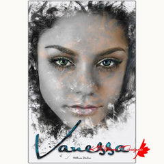 Vanessa Hudgens Ink Smudge Style Art Print - Metal Art Print / 24x36 inch / Matte