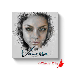 Vanessa Hudgens Ink Smudge Style Art Print - Wrapped Canvas Art Prints / 16x16 inch / White