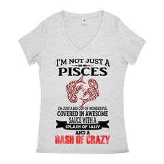 Crazy Pisces Ladies V-Neck T-Shirts