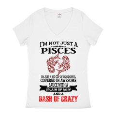 Crazy Pisces Ladies V-Neck T-Shirts