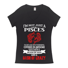 Crazy Pisces Ladies V-Neck T-Shirts