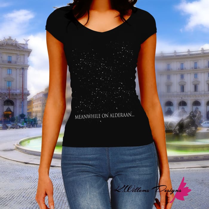 Meanwhile On Alderaan Womens V-Neck T-Shirt